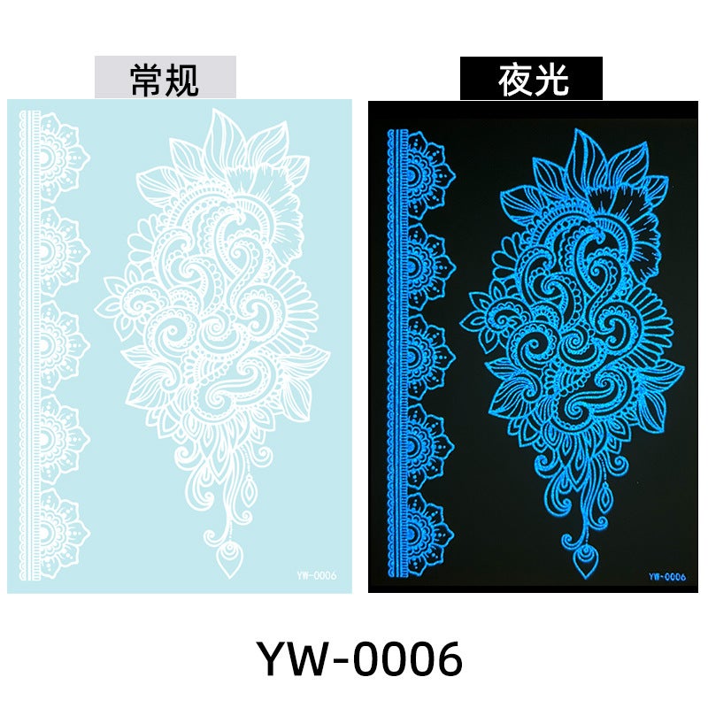 Luminous Tattoo Sticker India Hannah Lace Tattoo Hollow Hand Henna Tattoo - Image 1